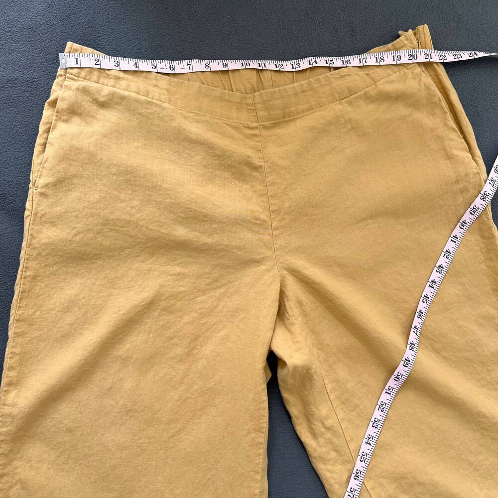J.Jill  Love Linen Pants Womens 3X Yellow Boho Wide Leg Cropped Minimalist Beach - Picture 5 of 8